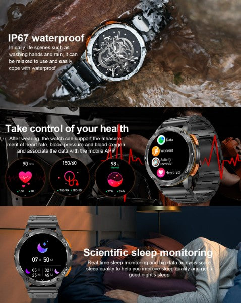 AK59 Smart Watch HD AMLOED Screen w/ health monitoring - Vinyl Strap_5
