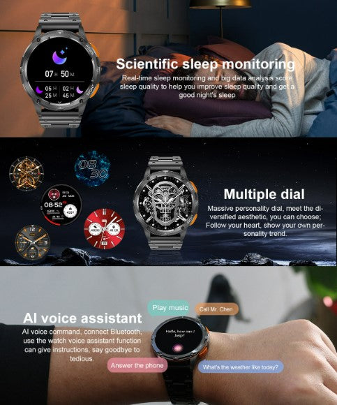 AK59 Smart Watch HD AMLOED Screen w/ health monitoring - Vinyl Strap_6