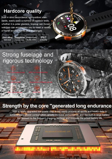 AK59 Smart Watch HD AMLOED Screen w/ health monitoring - Vinyl Strap_2