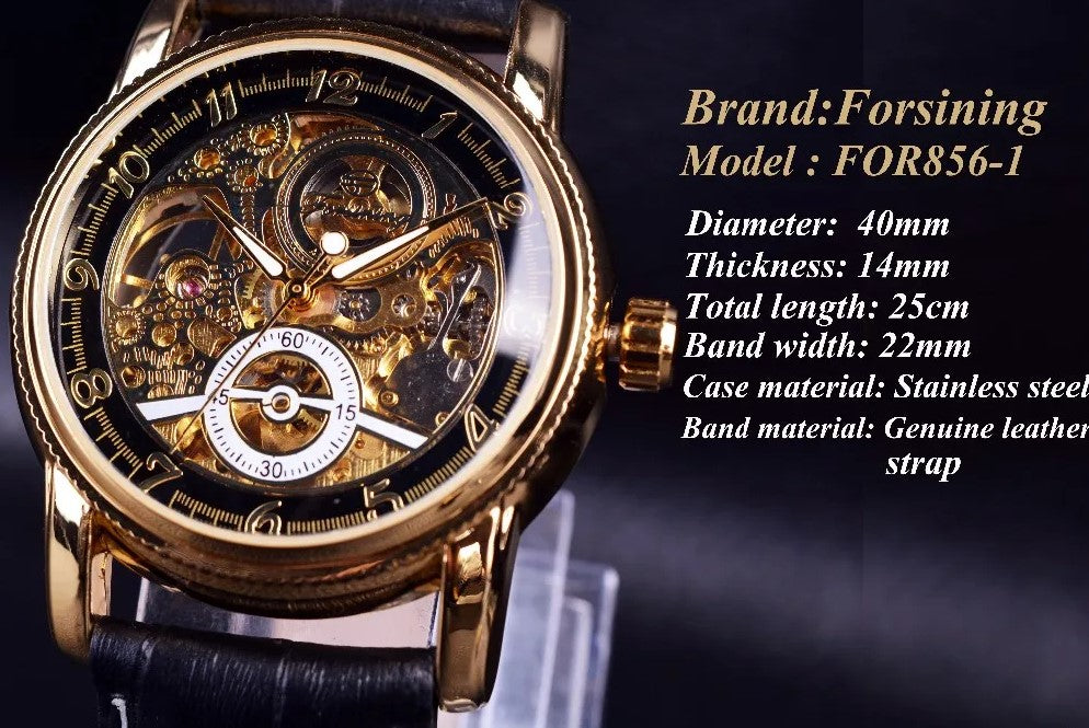 Forsining Hollow Engraving Skeleton Casual Designer Brand Automatic Watches - Black Silver_2