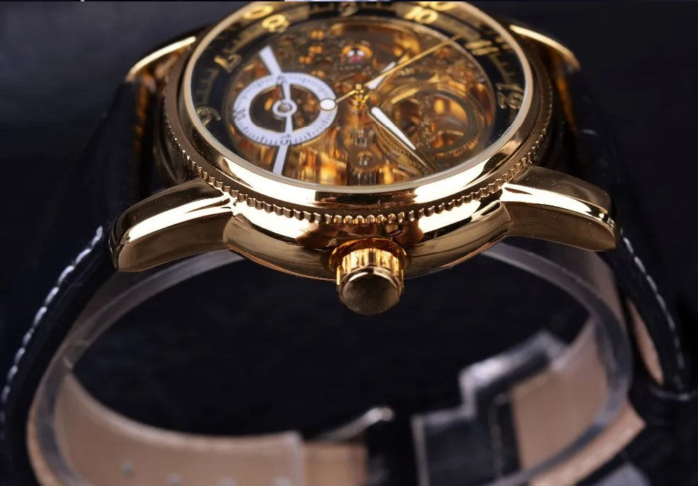 Forsining Hollow Engraving Skeleton Casual Designer Brand Automatic Watches - Black Silver_3