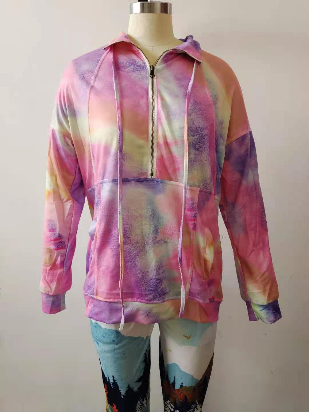 Long Sleeve Lapel Tie-dyed Sweater Spring Wear
