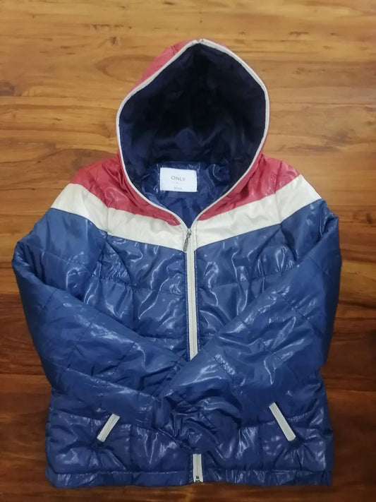 ONLY Full Zip Hooded Puffer Jacket - Size Medium