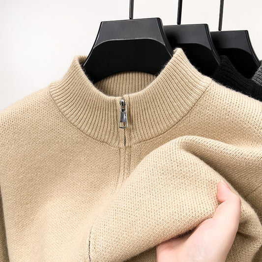 Men's High-end Stand Collar Knitted Zipper Cardigan Thickened