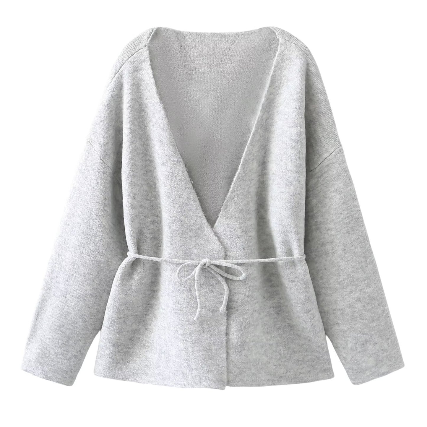 Autumn And Winter Belt Woolen Simple Cardigan Sweater